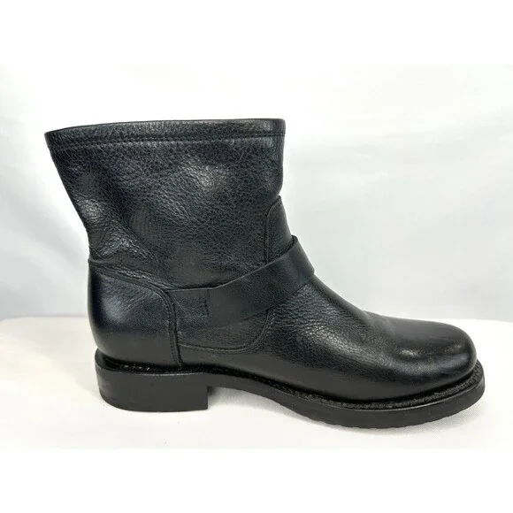 Frye Veronica Bootie Women's Size 7.5 B Black Motorcycle Boot Strap Buckle - Picture 6 of 11